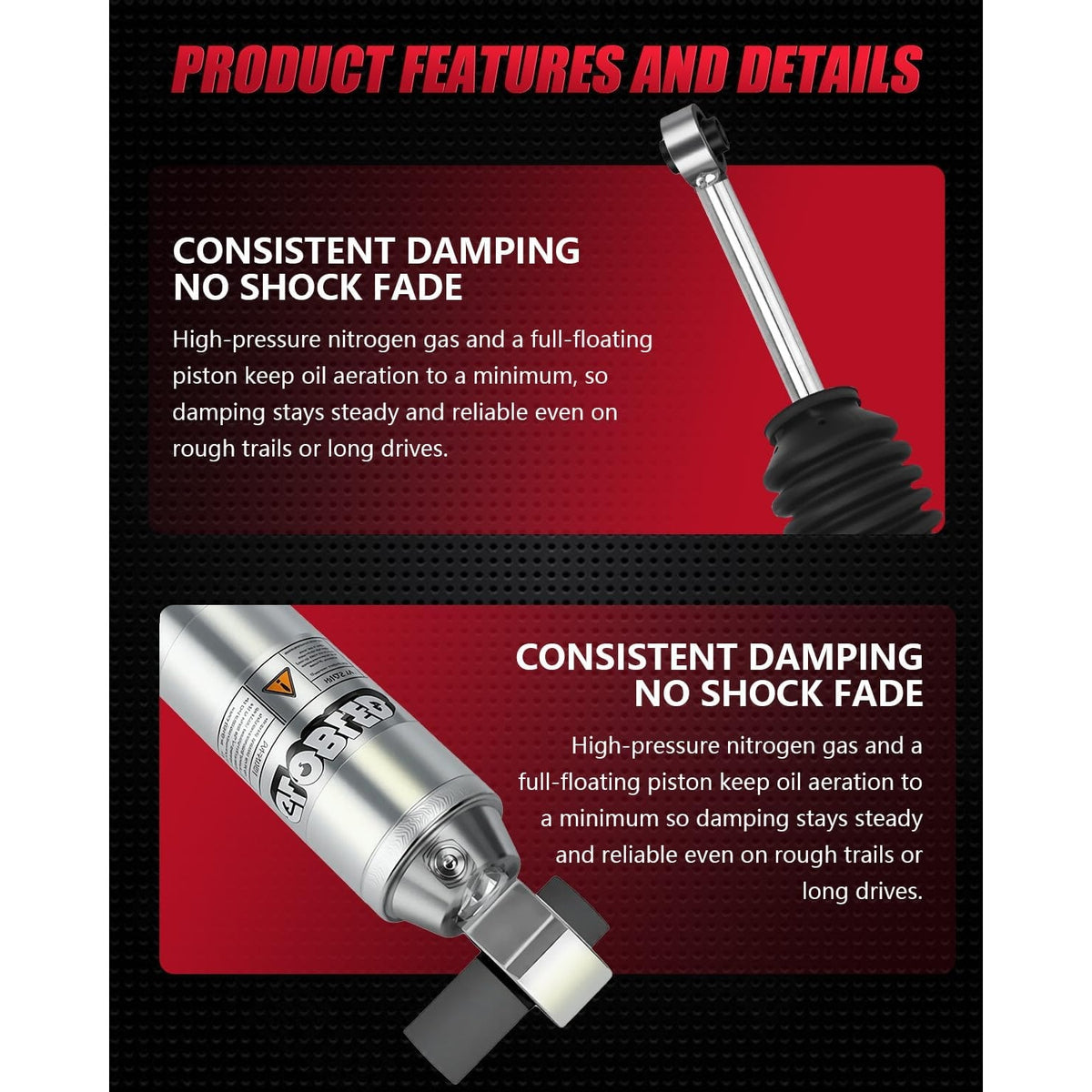 Front Shock Absorbers Jeep Wrangler JL JLU 2018-2024 0-1.5 Inch Lift (Pair)