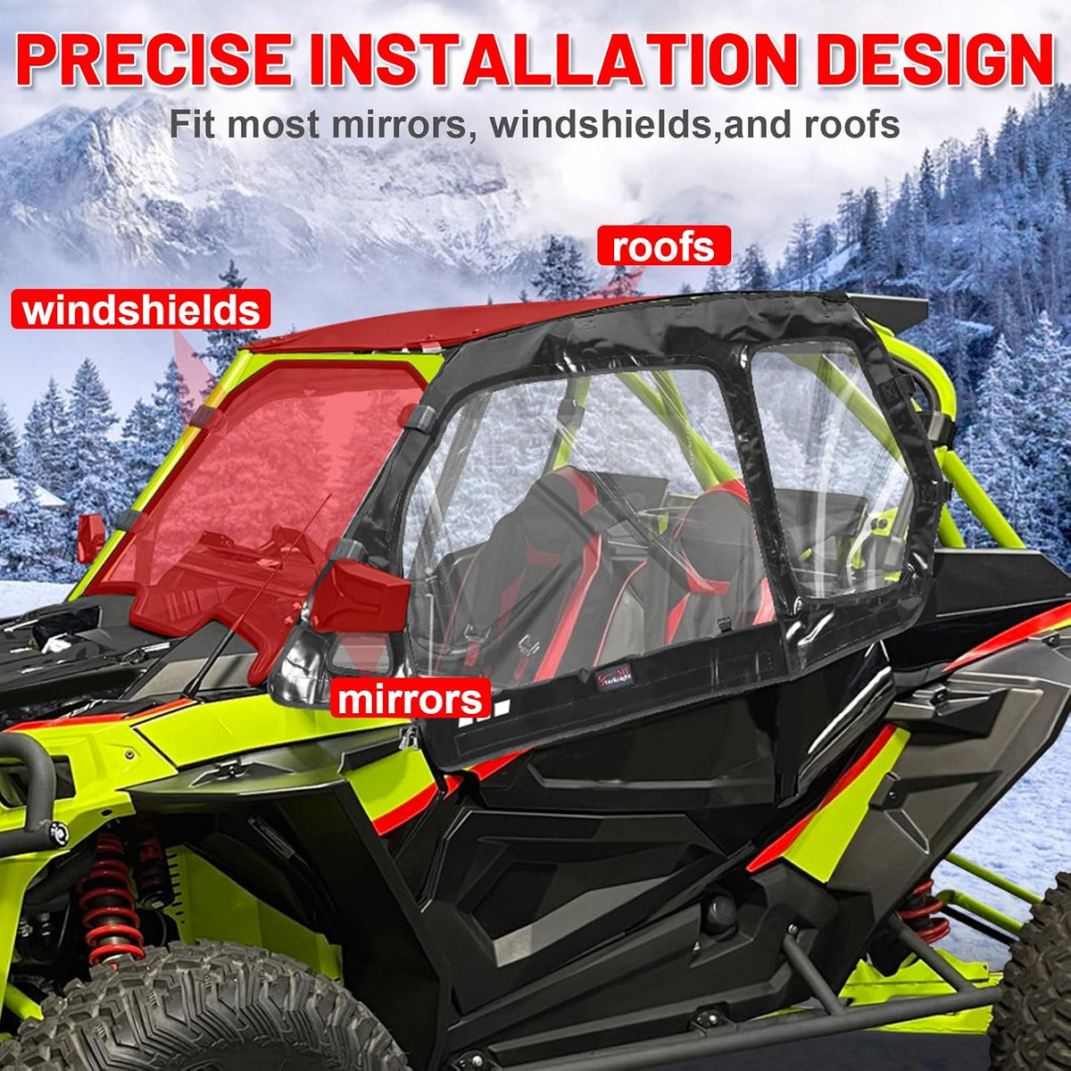 StarknightMT RZR XP 1000 Turbo Soft Upper Doors 2014-2023 Zipper Windows