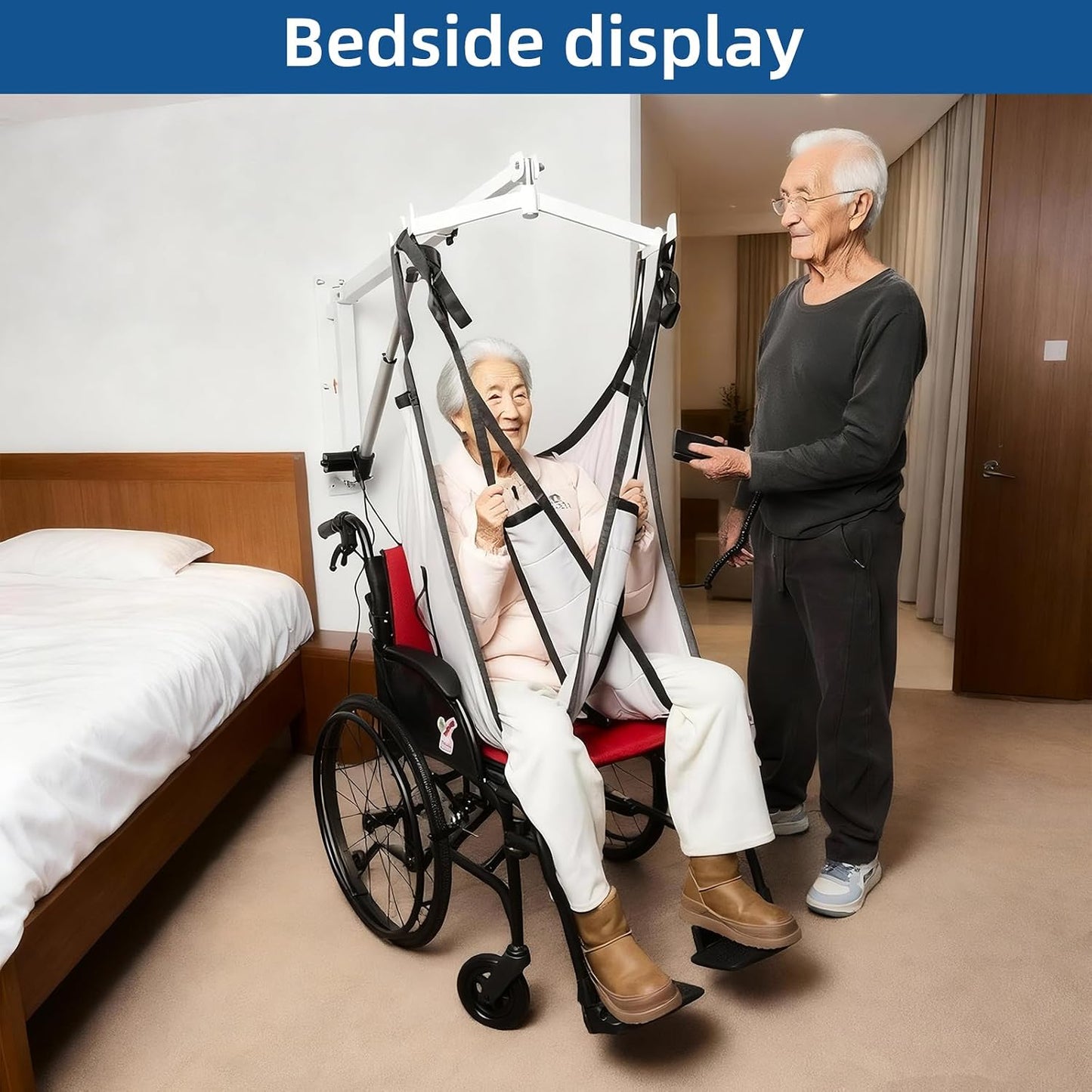 Wall Mounted Electric Patient Lift with Sling 330 lb Transfer Hoist Elderly