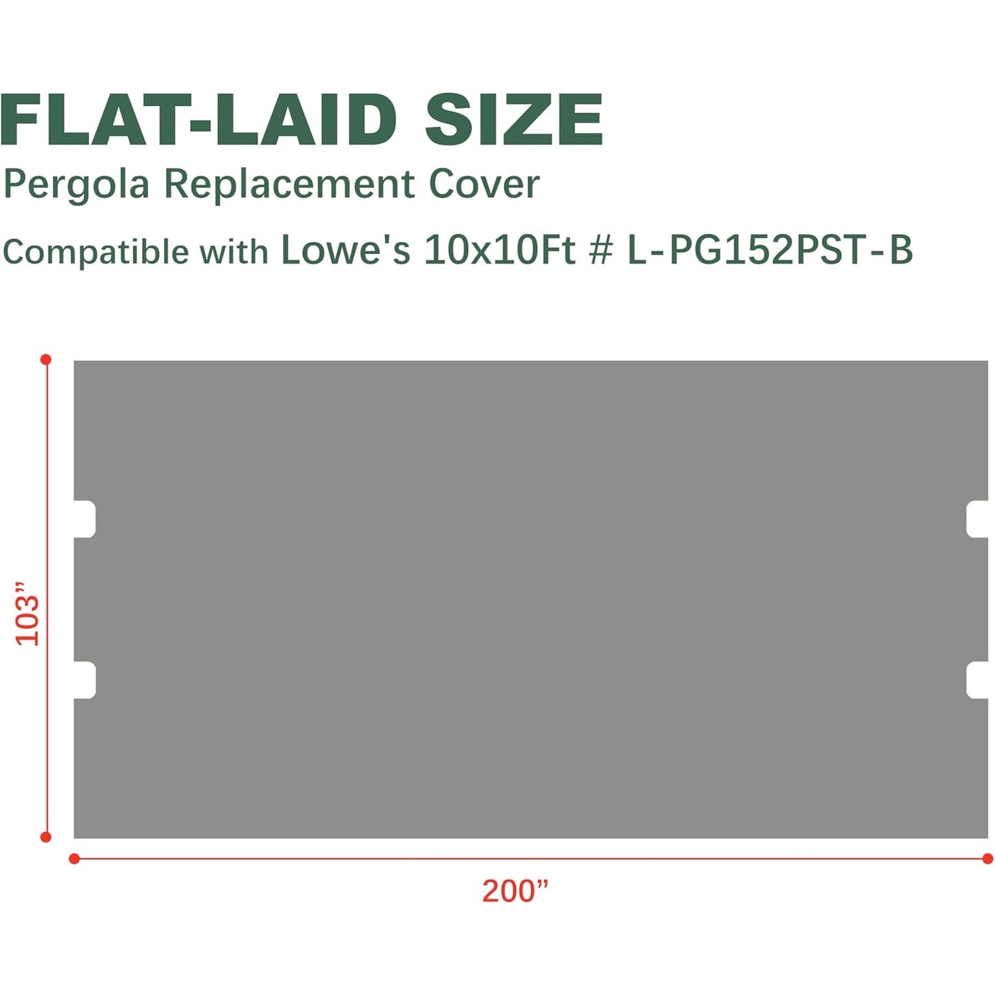 Gray 10x10 Pergola Replacement Canopy Cover for Allen + Roth L-PG152PST-B (COVER ONLY)