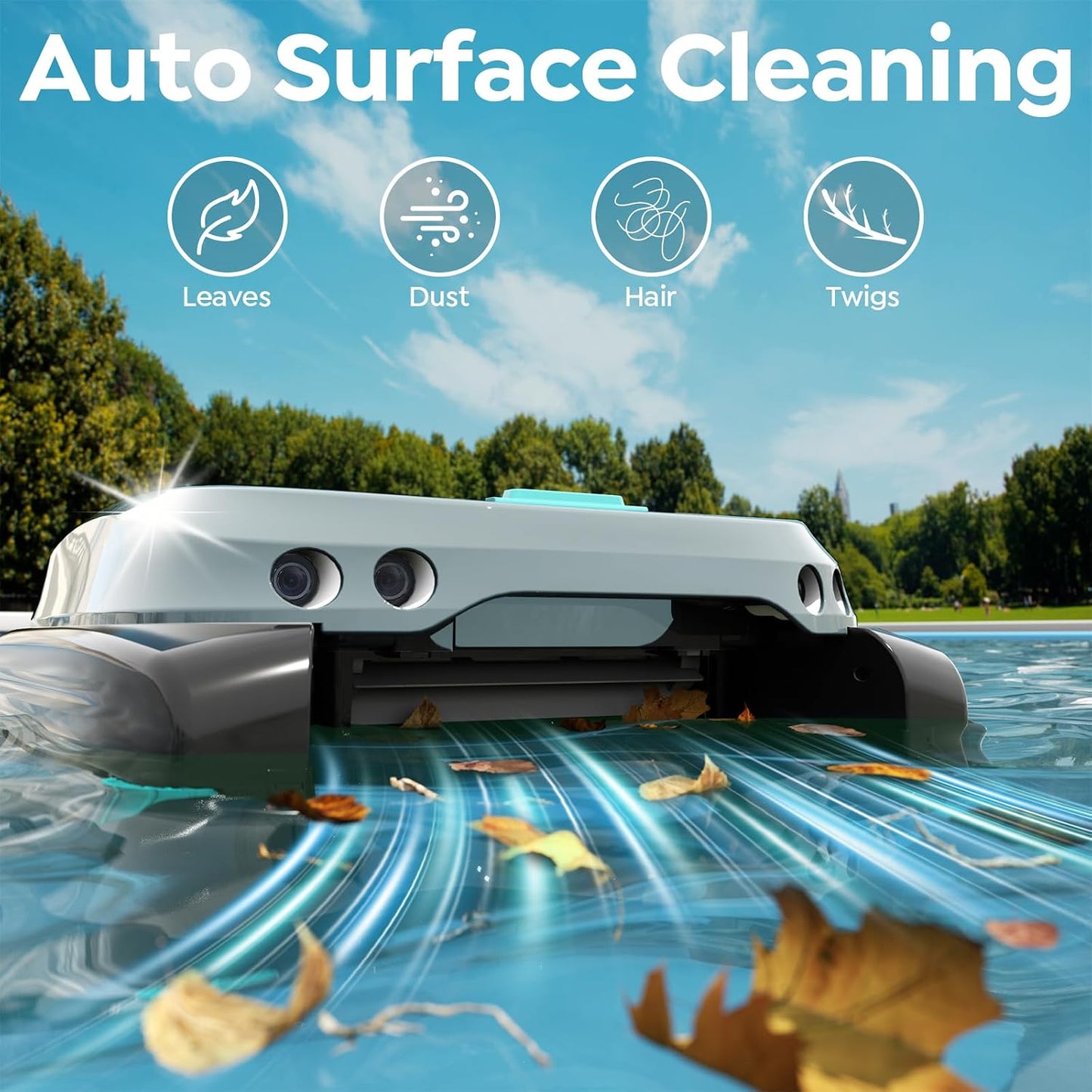 Pleco SK01 Solar Pool Skimmer Robot App Control 7L Filter Auto Surface Cleaner