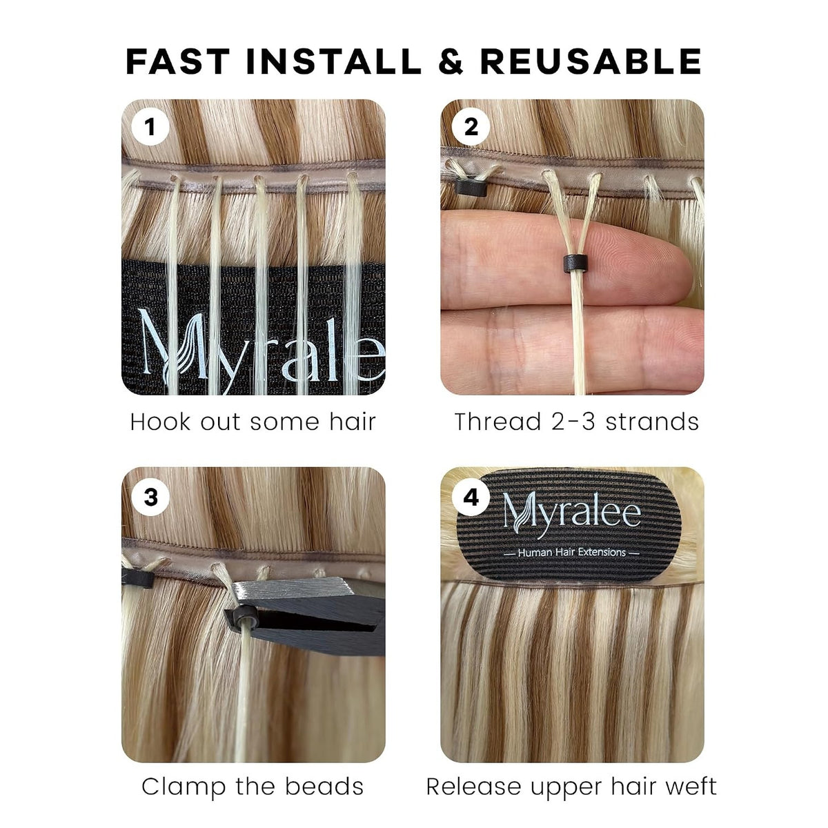 Myralee 22" 120g Butterfly Weft Human Hair Extensions 1B Natural Black