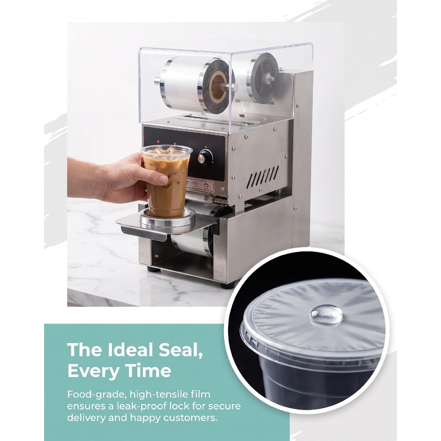 Cup Sealer Film 2000 Cups Clear Roll 90/95/105mm Boba Bubble Tea PP Paper Cups