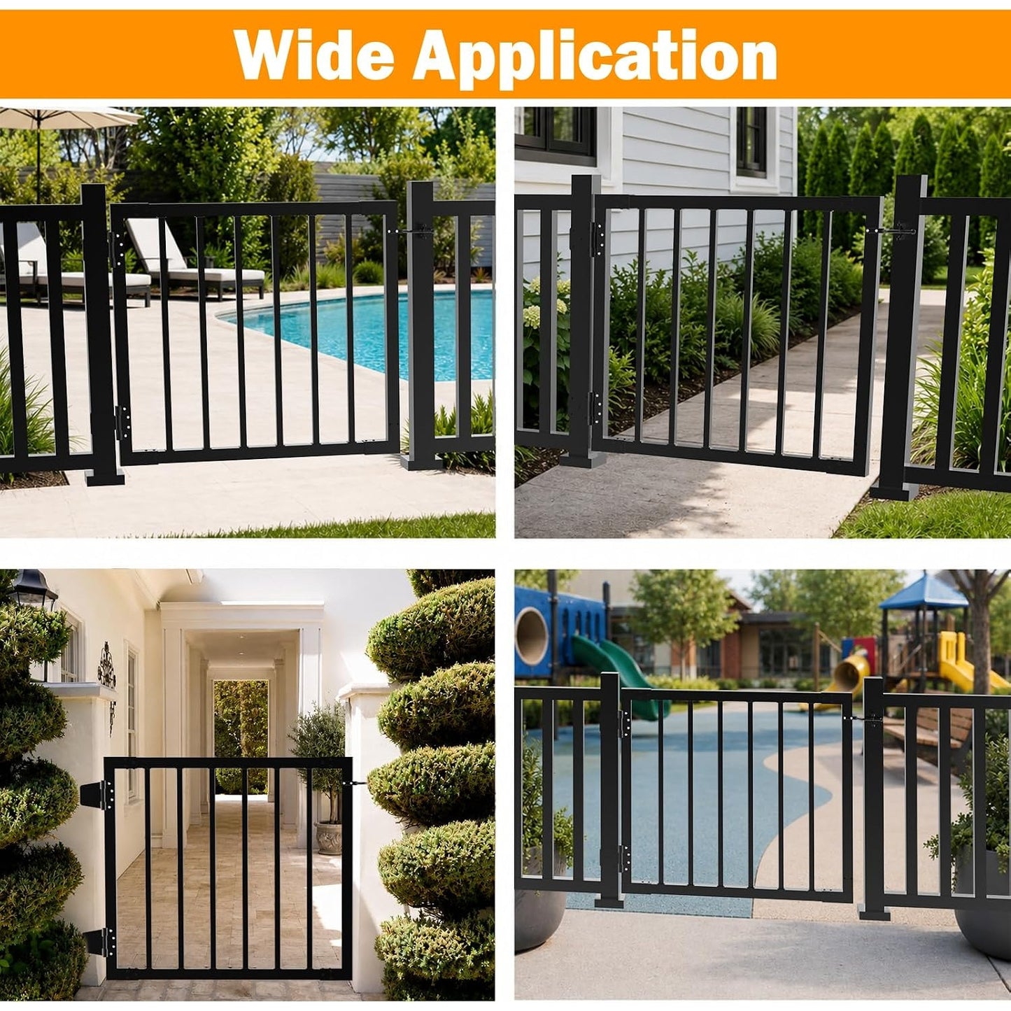 Aluminum Deck Gate 32"H x 36"W Black Hinges Latch Kit Fits 36" Deck Railing