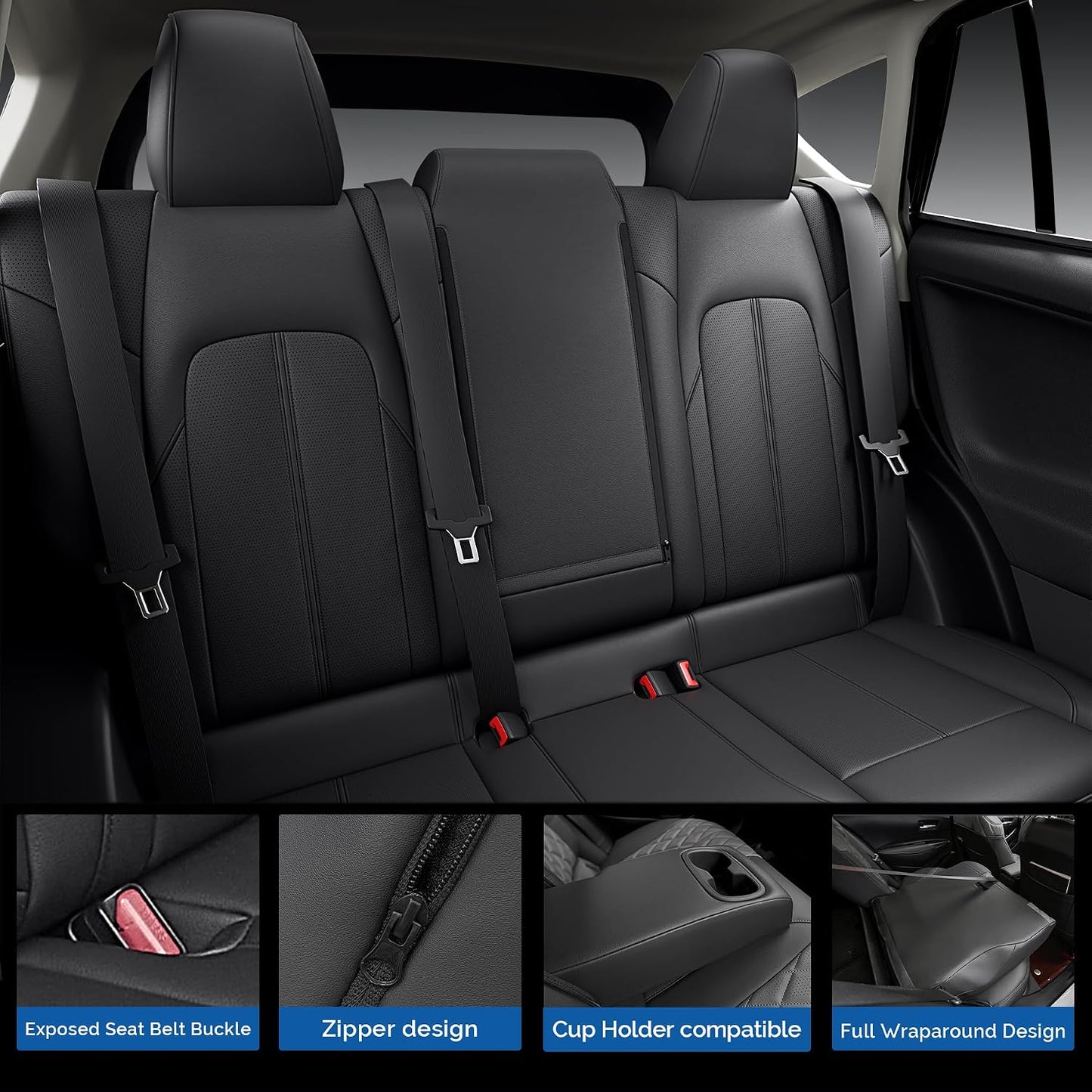 Custom Fit Seat Covers Toyota Corolla 2020-2026 SE XSE FX Black Leather Set