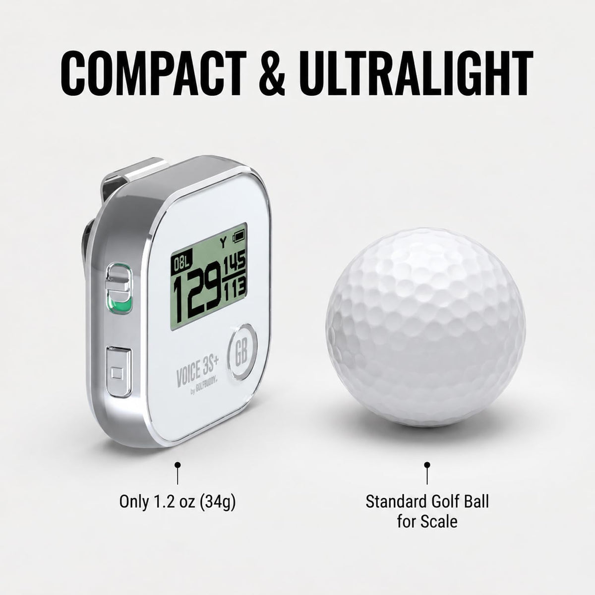 GOLFBUDDY Voice 3S+ Golf GPS Rangefinder Gray 40K Courses Slope Voice 18HR