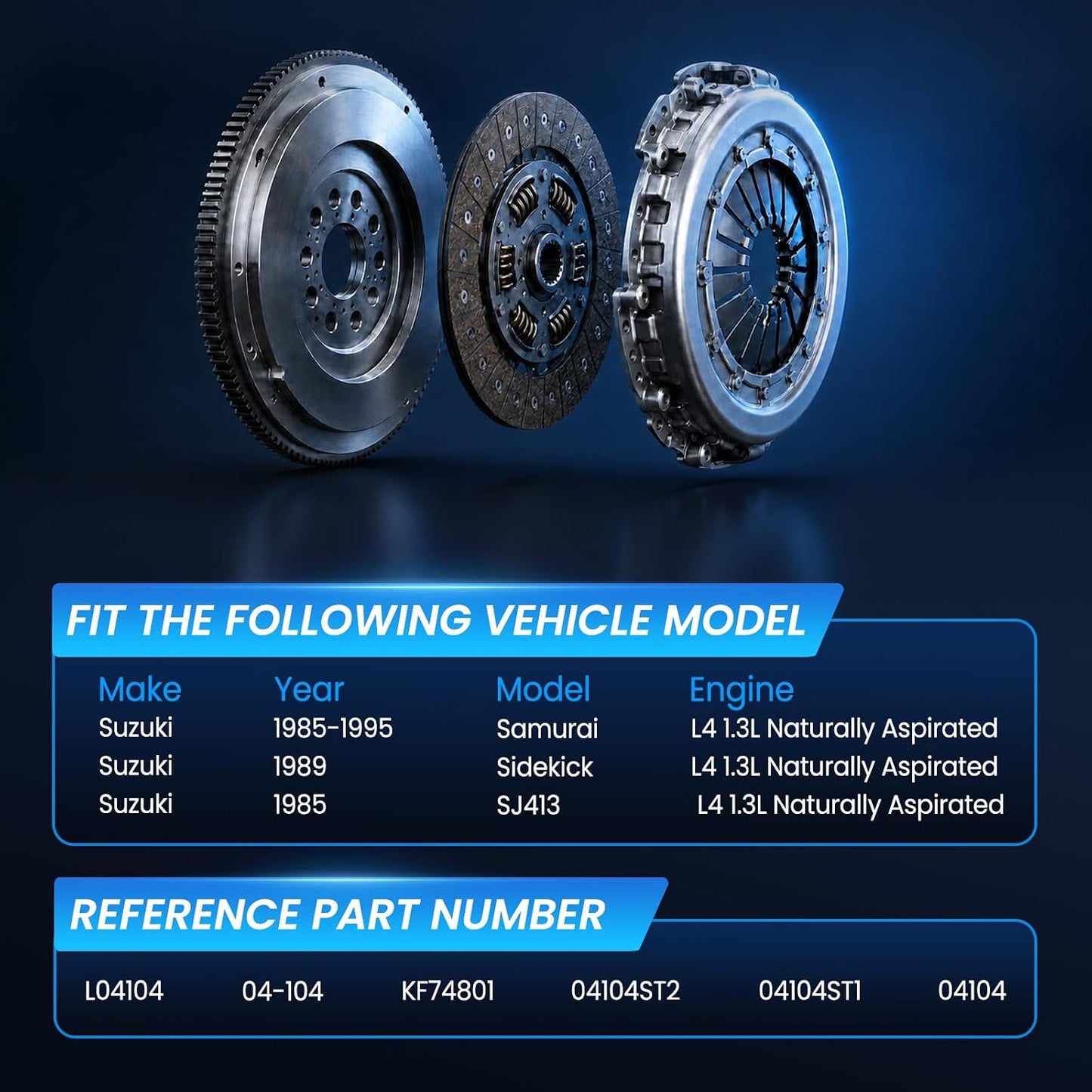 Clutch Kit Suzuki Samurai 1986-1995 Sidekick 1.3L 7.5" 20 Spline 04-104 L04104