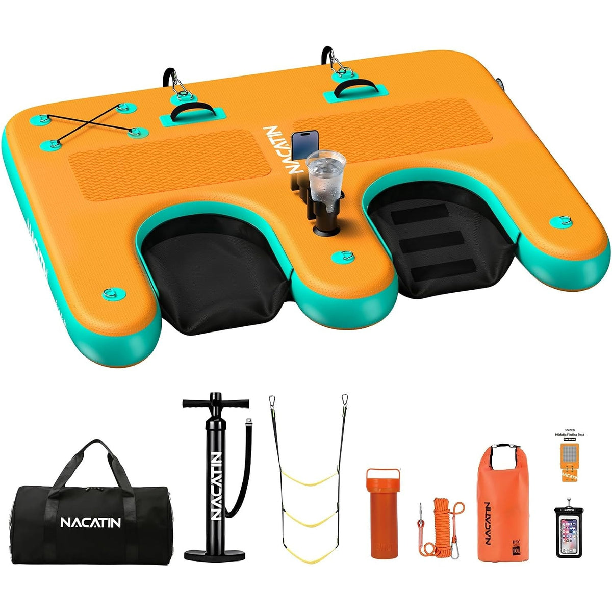 Inflatable Floating Dock 10x7.2FT (PLATFORM ONLY) Drop Stitch Lake Swim Raft