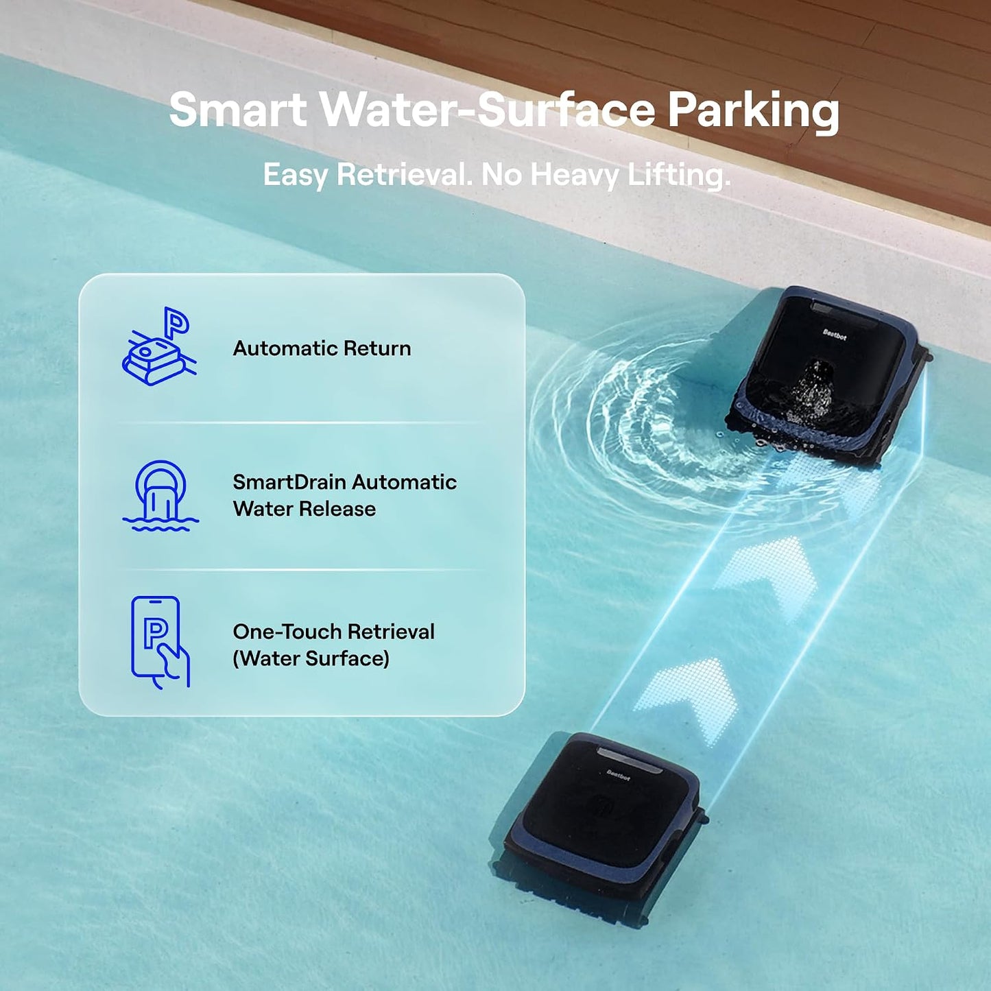 Beatbot Sora 70 Cordless Robotic Pool Cleaner 6800 GPH Wall Floor Surface Clean (Navy Blue)