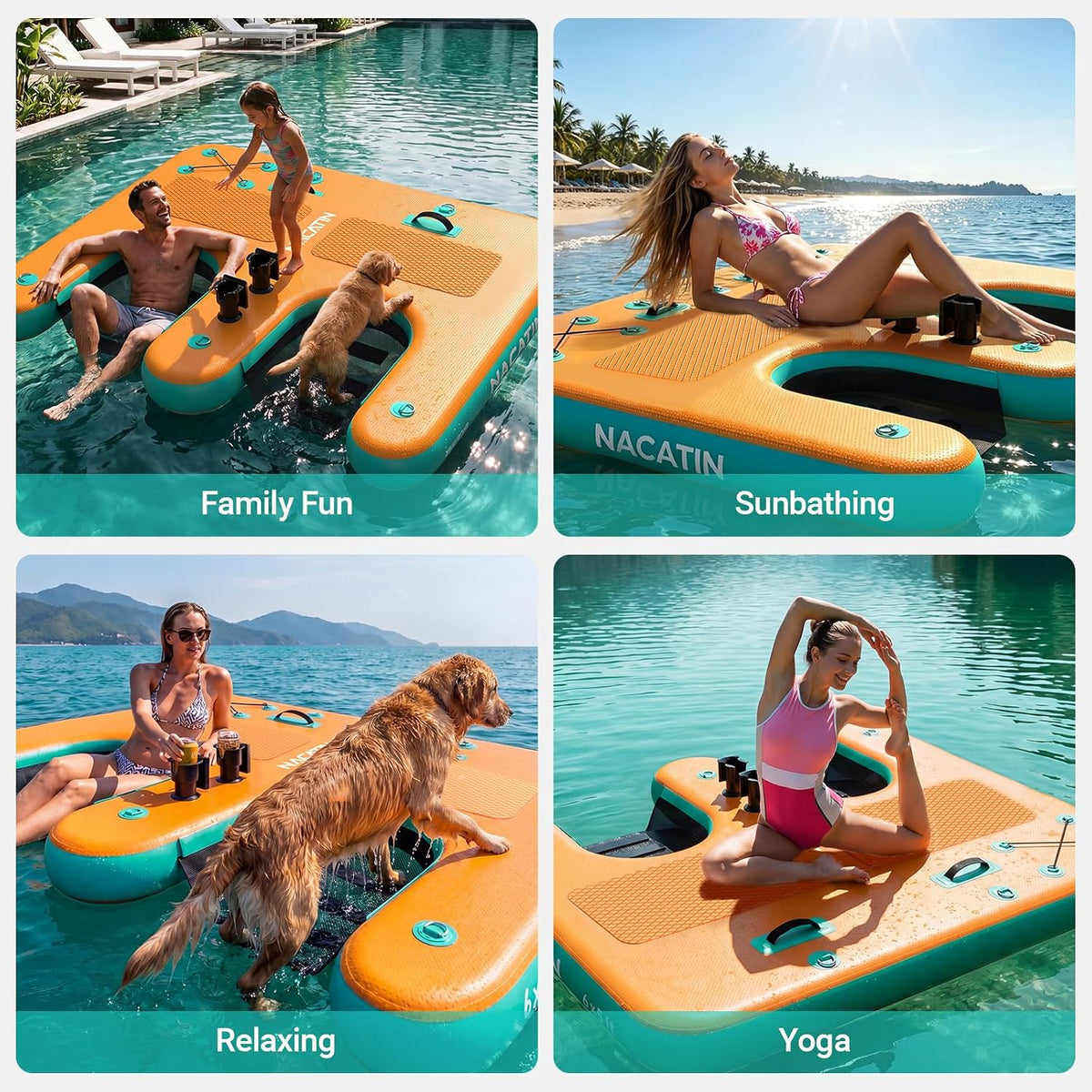 Inflatable Floating Dock 10x7.2FT (PLATFORM ONLY) Drop Stitch Lake Swim Raft