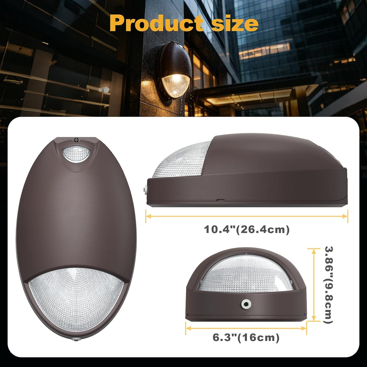 Misopily LED Emergency Wall Pack 120-277V Photocell IP65 Self Test UL