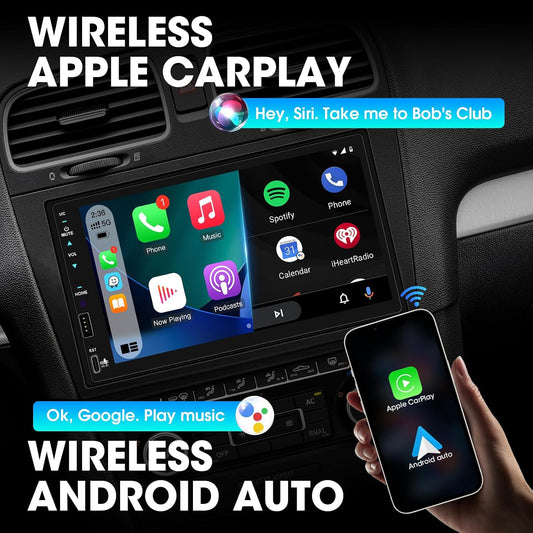 7" Double Din Car Stereo Wireless CarPlay Android Auto DSP Touchscreen Radio