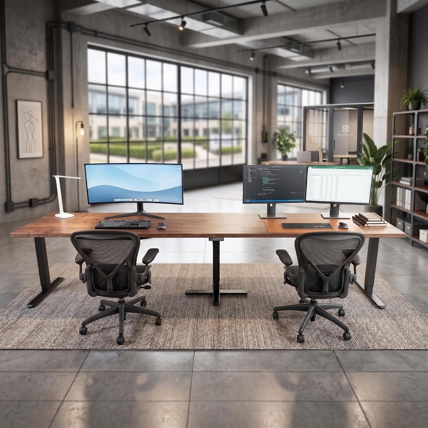 VIVO Electric Triple Motor 3 Leg L Shape Standing Desk Frame Only DESK-E-300B (TableTop, NOT Included)