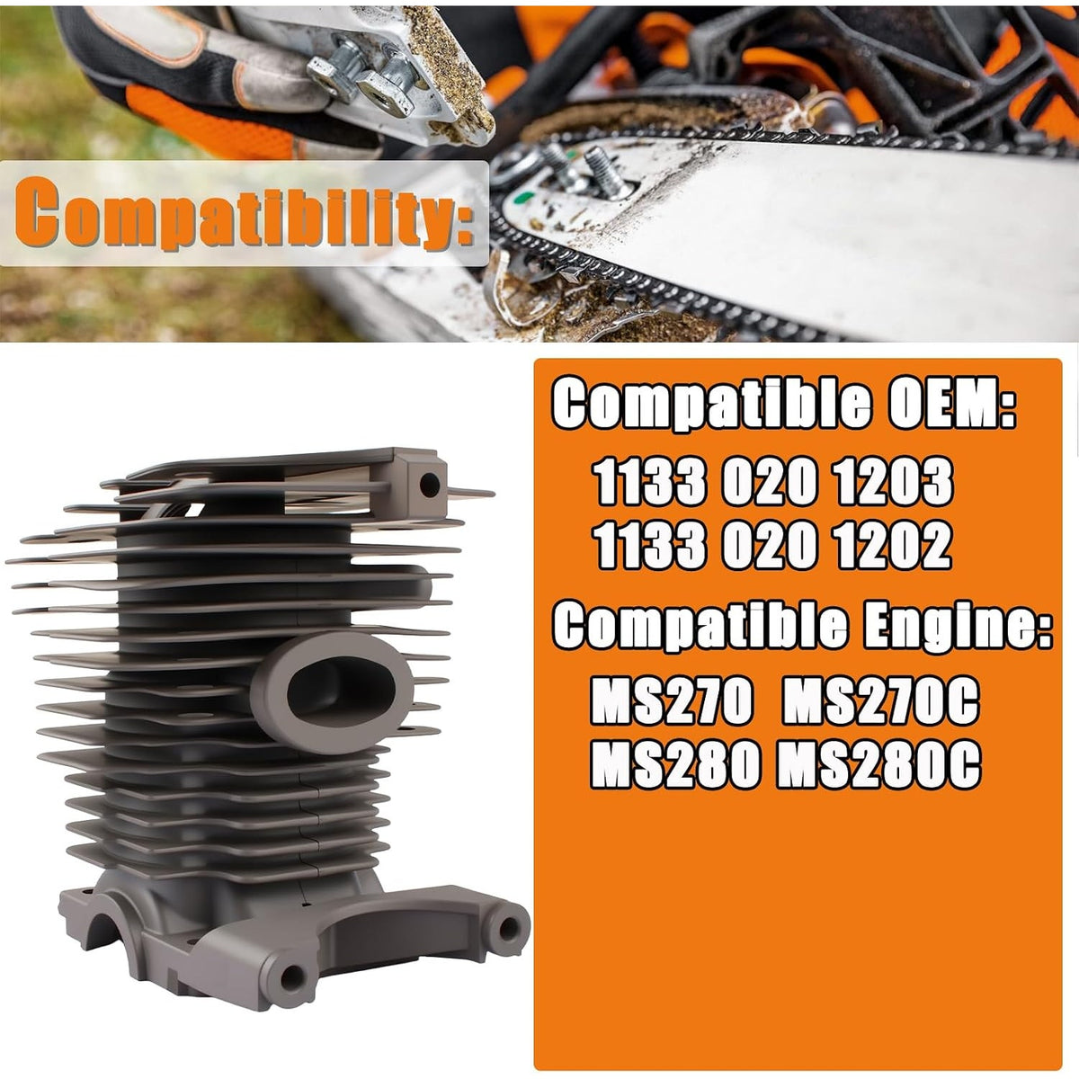 46mm Cylinder Piston Kit for Stihl MS280 MS280C MS270 MS270C 1133 020 1203